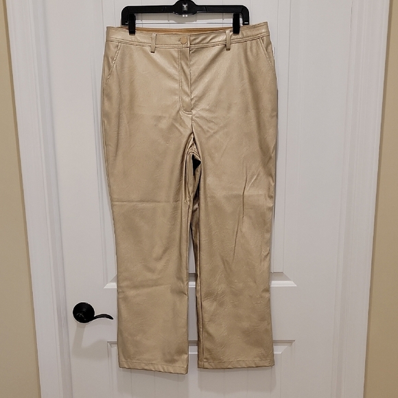 Halogen Gold Metallic High Rise Straight Leg Pants Size 14 NWT - Picture 1 of 8